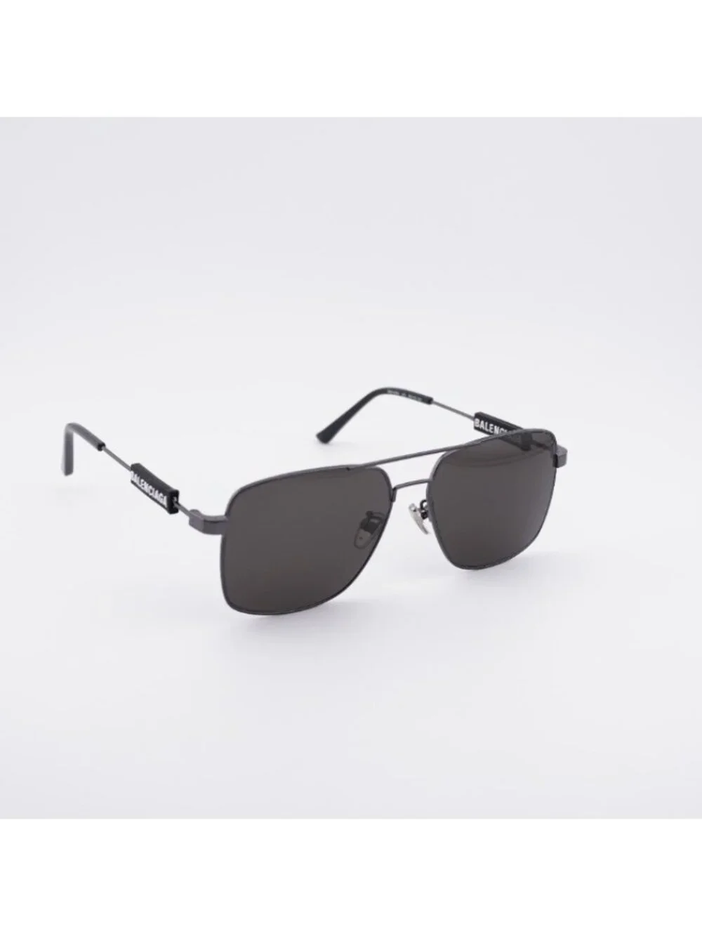 Balenciaga BB0116SA 001 Sunglasses Dark Ruthenium Square Frame, Black Lenses